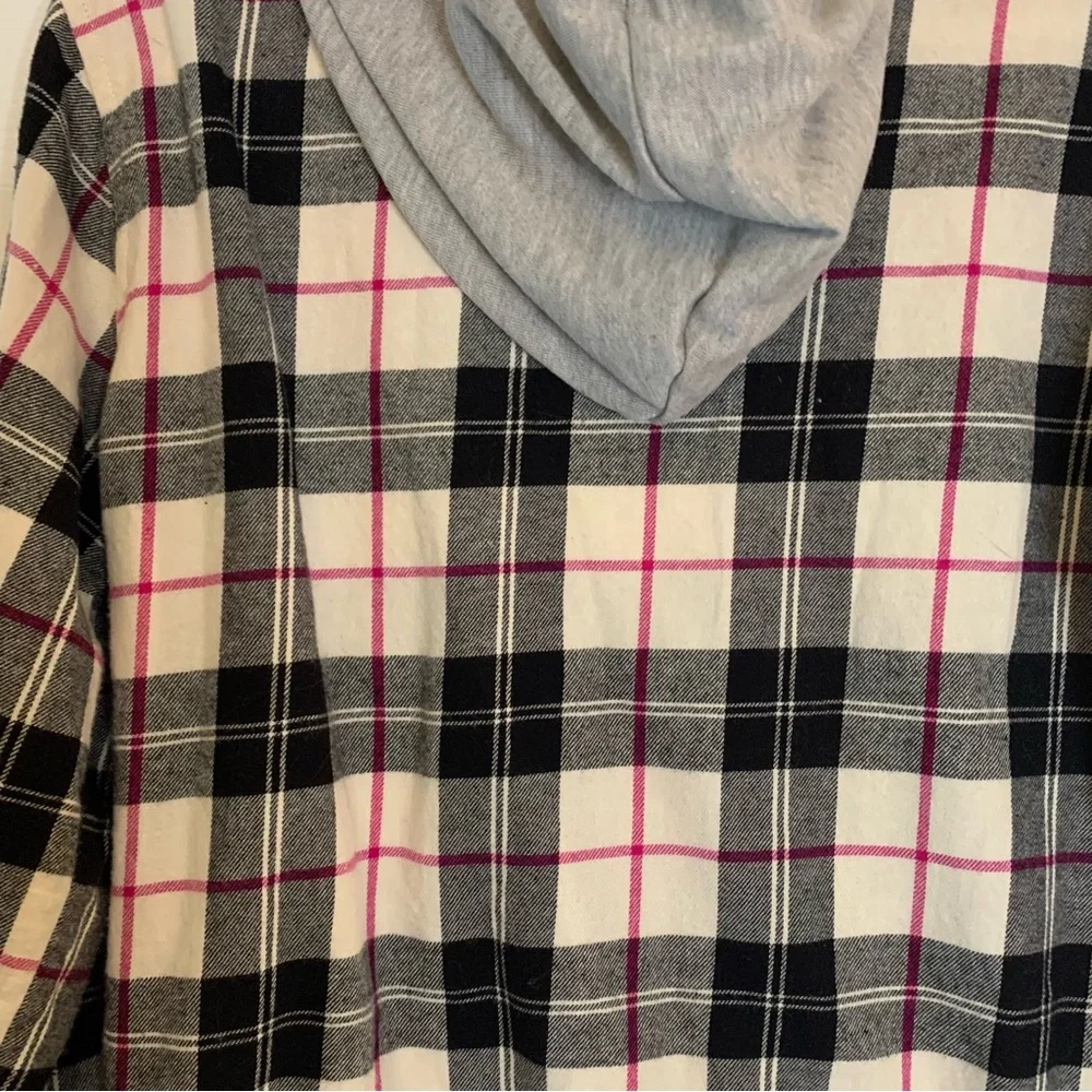 No Boundaries Flannel Plaid Red, White, and Black Hoodie  Size L - Picture 8 of 12
